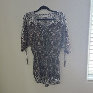 Black, White & Pink Patterned Romper